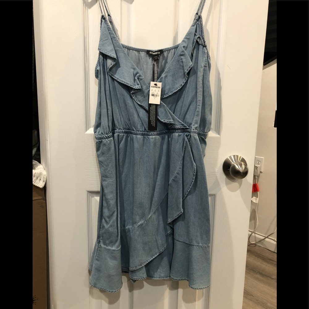 EXPRESS - Denim Ruffle Dress - Brand New w/Tags